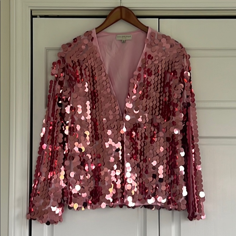 Pink sequined jacket from Never Fully Dressed